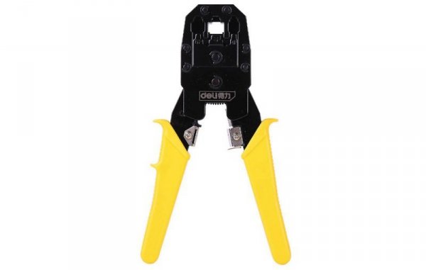 Szczypce do zaciskania konektorów Ethernet Deli Tools EDL2468, 4/6/8P, RJ45/RJ14/RJ12/RJ9 (żółte)