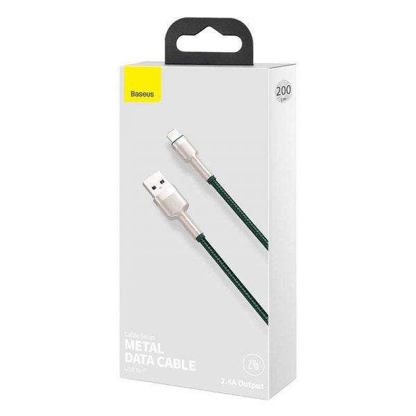 Kabel USB do Lightning Baseus Cafule, 2.4A, 2m (zielony)