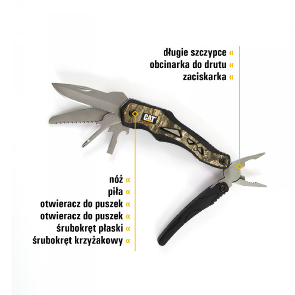 Zestaw Multitool 8w1 + nóż składany CAT Real Tree Camo