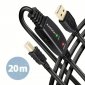 Axagon ADR-220B USB 2.0 A-M -> B-M active connecting/repeater cable 20m - Kabel - Digital/Daten kabel USB USB A USB B Czarny 