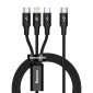Kabel USB 3w1 Baseus Rapid Series, micro USB / Lightning / USB-C, 20W, 1.5m (czarny) 