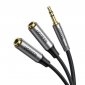 Rozdzielacz audio AUX UGREEN AV191, kabel jack 3.5mm, 20cm (czarny) 