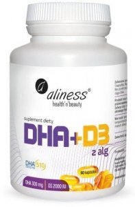 MEDICALINE Aliness Omega DHA 300mg z alg + D3 2000IU x 60 kapsułek