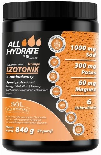 MEDICALINE ALLHydrate Izotonik Orange + aminokwasy 840g 50 porcji