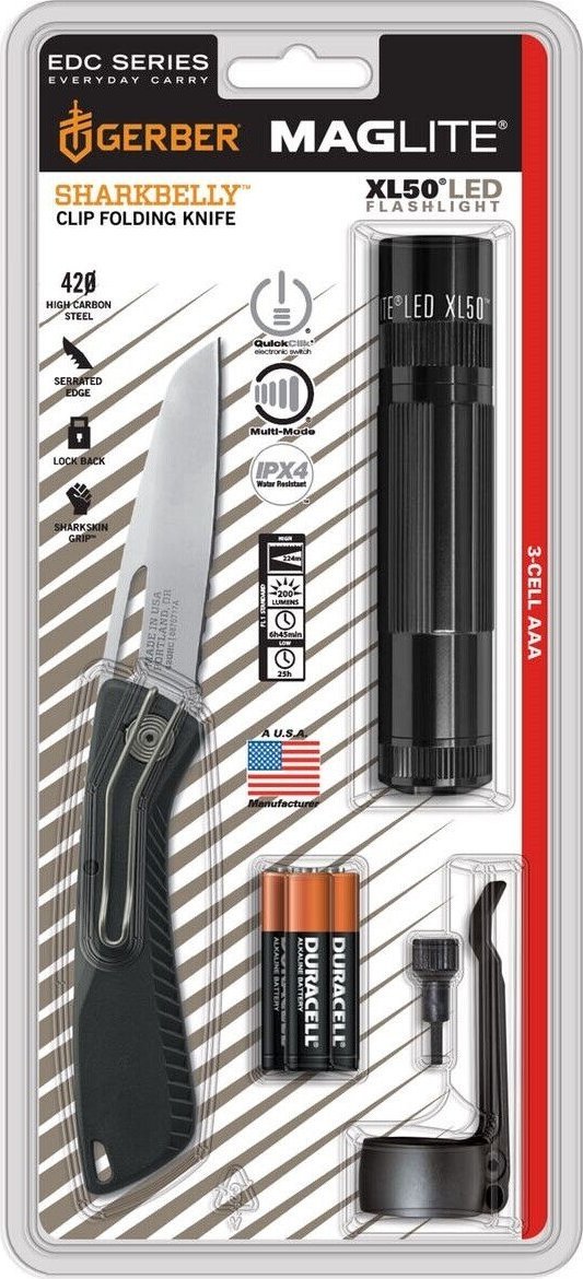 Latarka Maglite XL50 LED Czarna + Nóż Gerber Sharkbelly - XL50-S3TNK