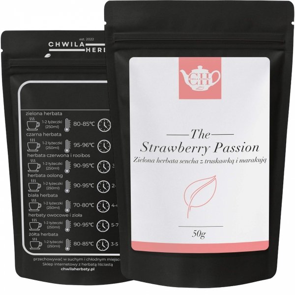 Japońska zielona herbata Sencha z truskawką i marakują 50g - Truskawkowa Pasja