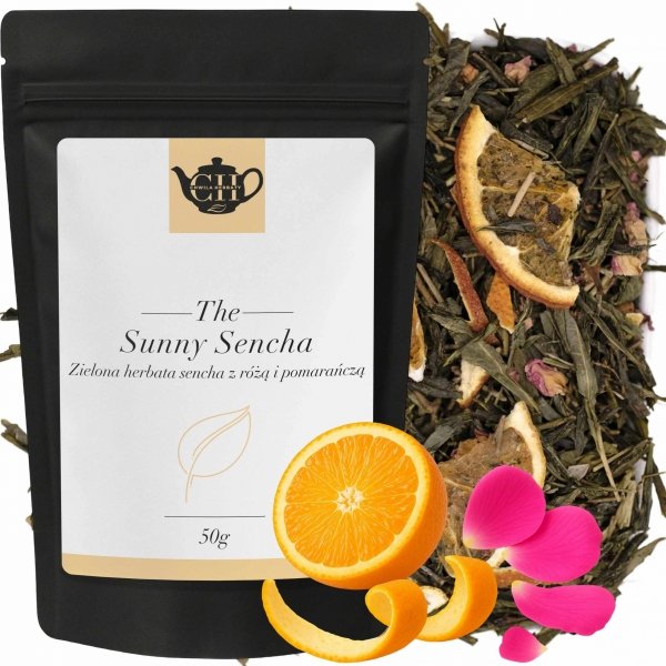 Zielona herbata Sencha z owocem pomarańczy i rożą 50g