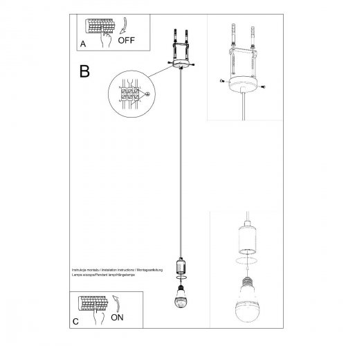 Lampa wisząca EDISON czarno-czerwona