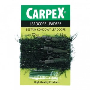 Zestaw końcowy lead core, 35LB, 70cm, 3szt. green/black with grass