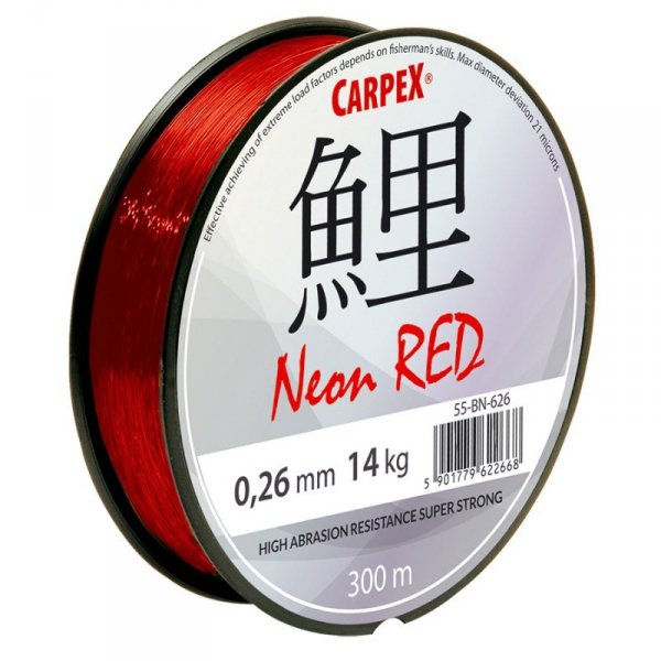 Żyłka Carpex Neon Red, 0.31mm, 300m, czerwona