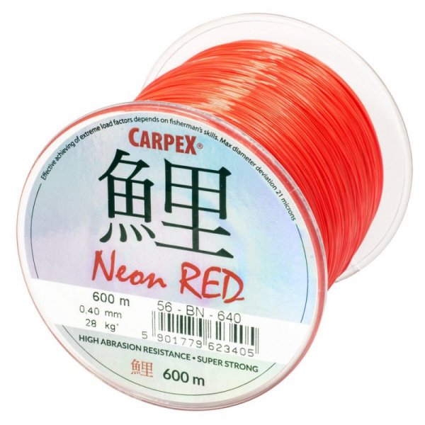 Żyłka Carpex Neon Red, 0.33mm, 600m, czerwona