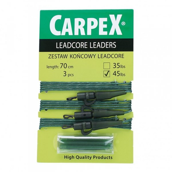 Zestaw końcowy lead core, 45LB, 70cm, 3szt. green