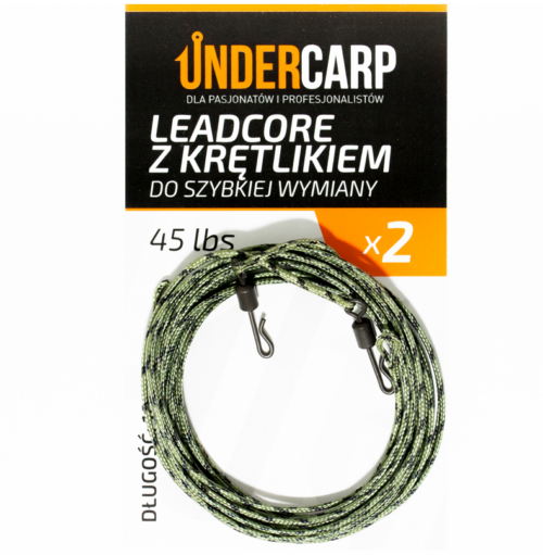 Leadcore z krętlikiem UnderCarp do szybkiej wymiany 45 lbs / 100 cm zielony (2 sztuki). UC4