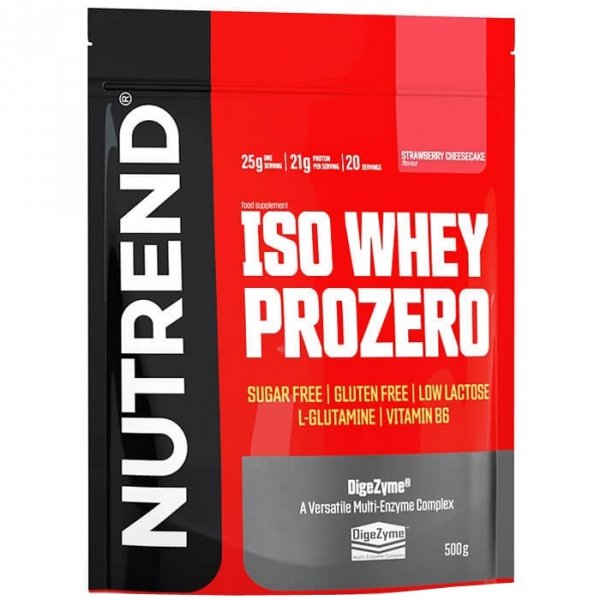 Nutrend Iso Whey Prozero izolat białka serwatkowego (sernik truskawkowy) - 500g
