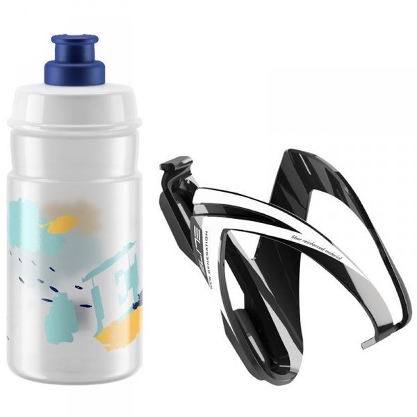 Elite Kit CEO Black Glossy+Bidon Je Clear Log Blue bidon z koszykiem - 350ml