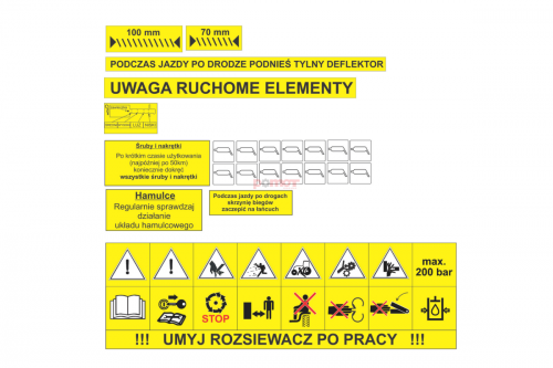 Komplet naklejek do rozsiewaczy UPR 4 i UPR 7 . (048-00954)