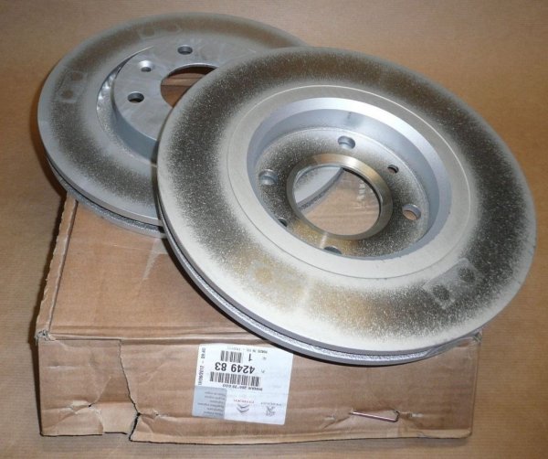 ORIGINAL Citroën Peugeot jeu de disques de frein ventilés à l'intérieur 4 trous 266mm avant 424983, 4249.83