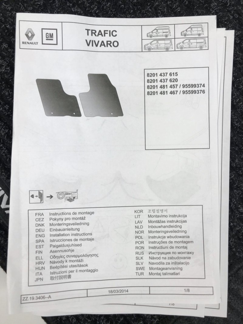Original Tapis Renault Trafic III, 8201481457