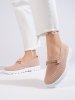 Damskie slip on materiałowe Shelovet pudrowy róż