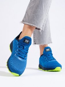 Sneakersy damskie DK niebieskie z neonową podeszwą
