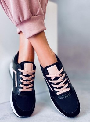 Buty sportowe na koturnie czarne P79 BLACK