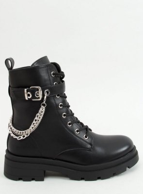 Workery z łańcuszkami czarne RQ381 BLACK