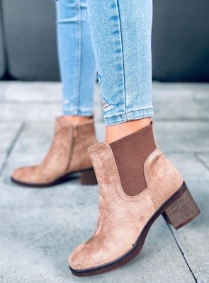 Botki na szerokim obcasie FILL BEIGE
