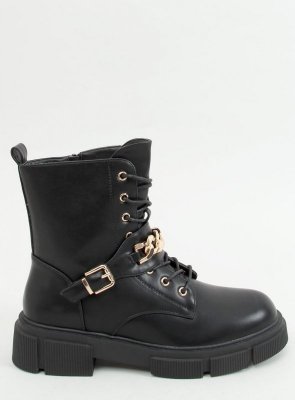 Botki militarne z łańcuszkiem ATLANTIS PU/BLACK