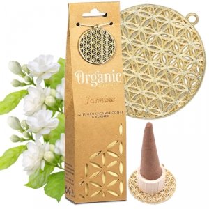 Organiczne Kadzidełka Stożkowe Jaśmin + Podstawa Ceramiczna