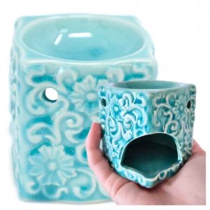 Mały Ceramiczny Kominek Zapachowy Na Wosk i Olejki - Niebieski