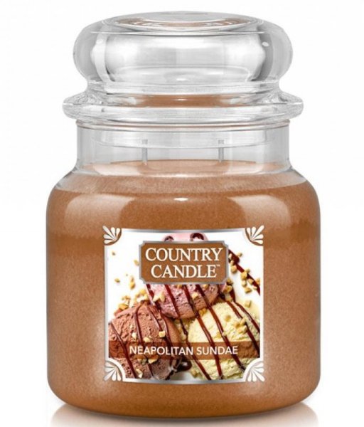 Świeca zapachowa w szkle - Country Candle - Neapolitan Sundae 453g 