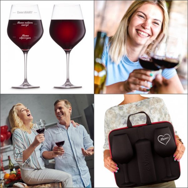 Etui na wino z kieliszkami diVinto dla Mamy