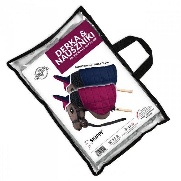 Derka dwustronna i nauszniki Skippi dla Hobby Horse - fuksja i granat
