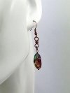 Kolczyki miedziane 5.3x1 cm z muszlą abalone, waga kolczyków 3 gramy, znak Wodnika i Raka