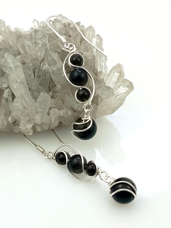 Kolczyki ze srebra z obsydianem złotym – prezent dla dietetyczki