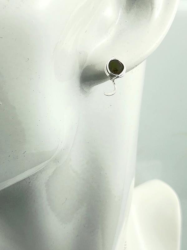 Kolczyki ze srebra Ag999 z jaspisem unakit dla dietetyka, kardiologa, psychologa