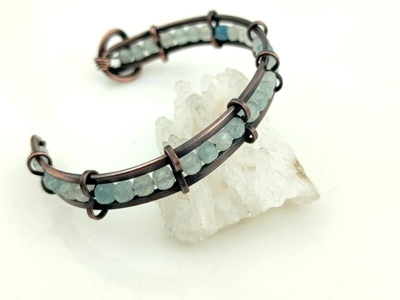 Męska bransoleta z akwamarynem - prezent dla pisarza, dziennikarza czy redaktora