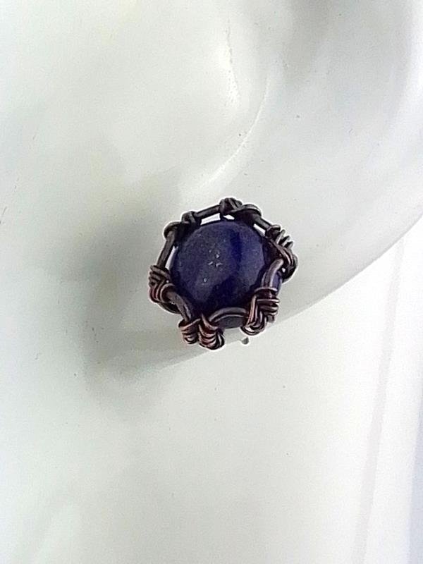 Kolczyk miedziany z lapis lazuli