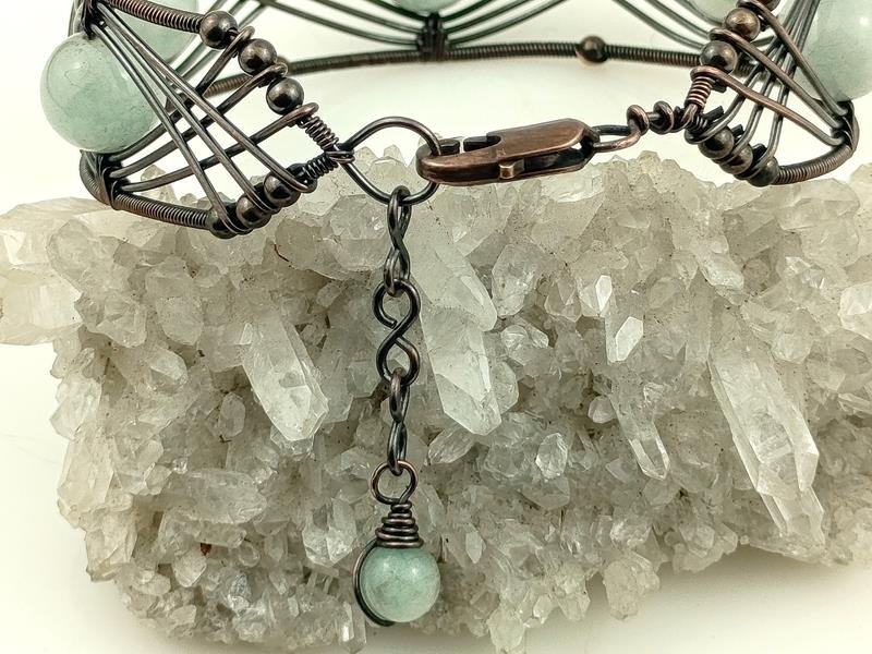 Prezent z okazji 19 rocznicy ślubu - bransoletka miedziana z akwamarynem