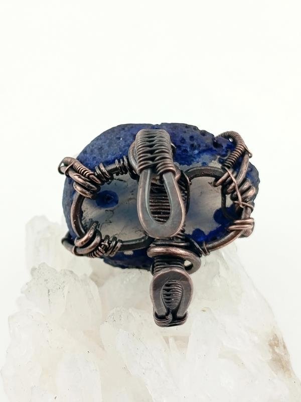 Prezent dla ekologa, tancerza - pierścionek miedziany z agatem