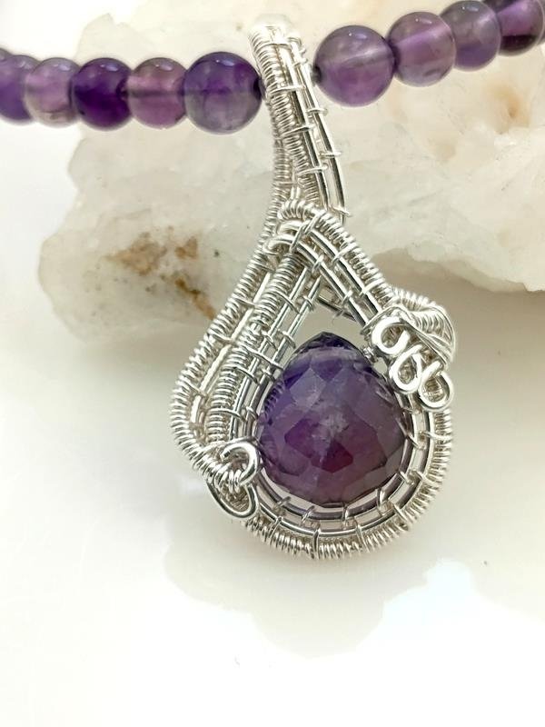 Ametyst – naszyjnik ze srebra dla chińskiego znaku Smoka