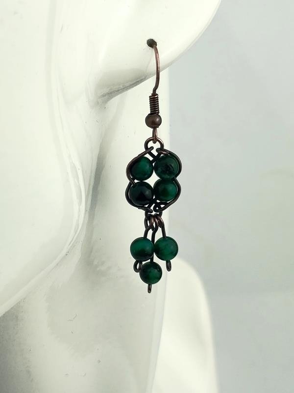 Kolczyki miedziane z tygrysim okiem dla zachodniego znaku Lwa, Koziorożca, Bliźniąt, Panny, Barana, Byka i Wodnika oraz chińskiego Małpy