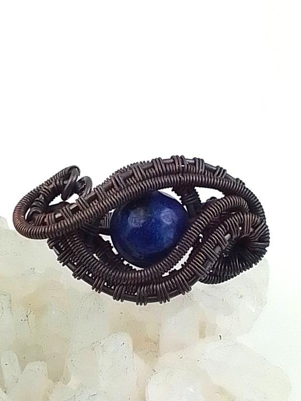 Agat -pierścionek miedziany 25x15x8 mm, rozmiar 20