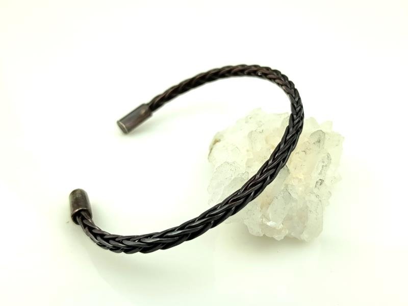 Ręcznie wyplatana męska bransoleta z drutu miedzianego, obwód 19 cm, regulowany, waga 10 gram, znak Byka i Strzelca, rękodzieło 