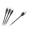 Kabel USB 3w1 microUSB, USB typu C, Lightning 100 cm