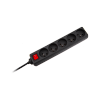 Przedłużacz sieciowy Rebel czarny 5 gniazd z przełącznikiem, kabel 5m (1,5mm)