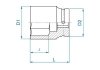 NASADKA DŁUGA UDAROWA 1 CALOWA 1-5/16 x 92mm, 6-kąt King Tony
