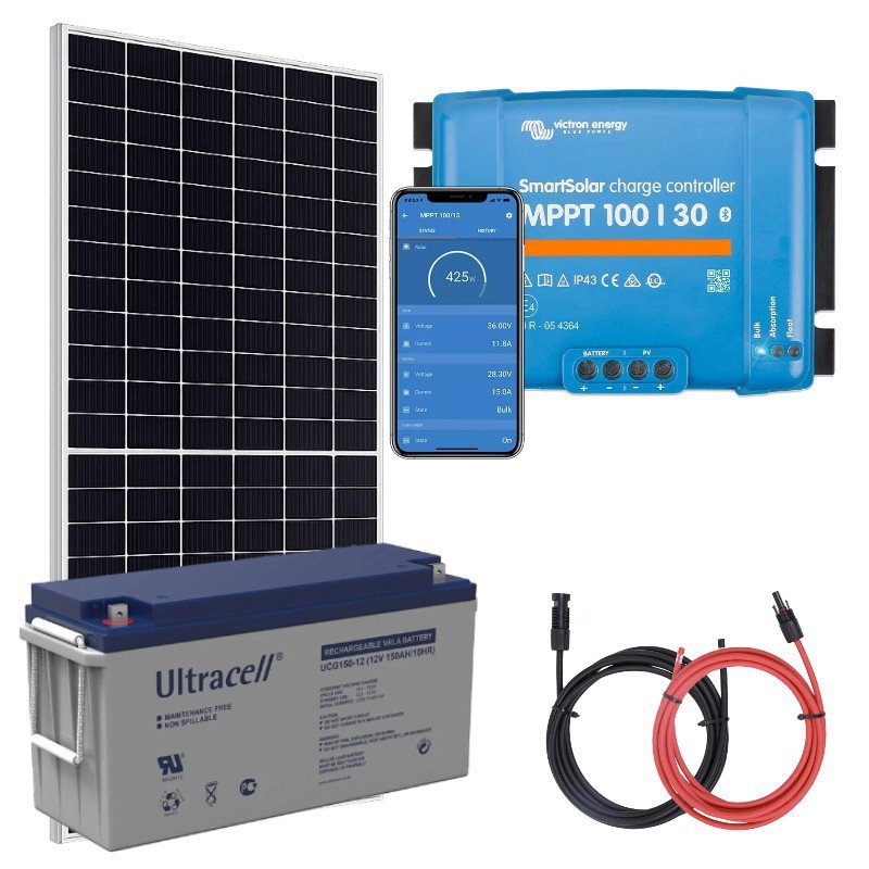 Panel słoneczny 435W i akumulator żelowy 150Ah z regulatorem MPPT