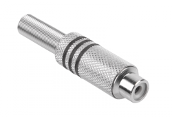 Gniazdo RCA srebrne 3 paski na kabel czarne