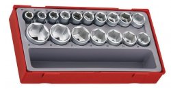 17-elementowy zestaw nasadek 6-kątnych z chwytem kwadratowym 1/2, Teng Tools TT1217-6